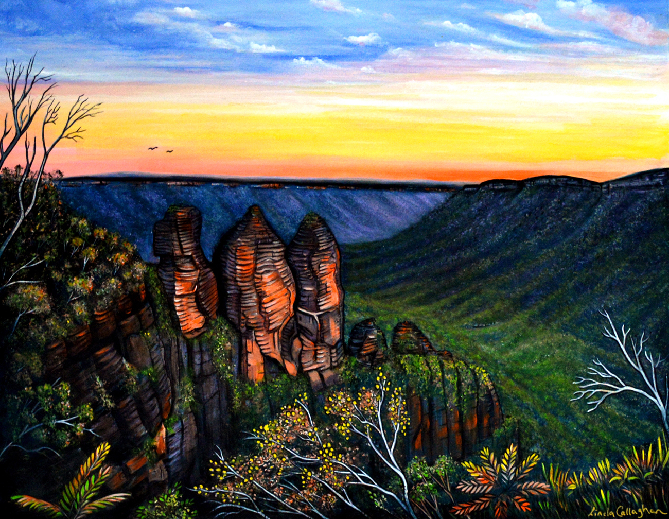 Blue Mountains Sunset, Three Sisters by Linda Callaghan – ArtStreet ...